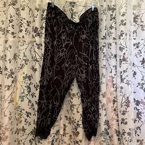 XXL Soma Cool Nights black Pajama pants with lace bottoms and waist tie.